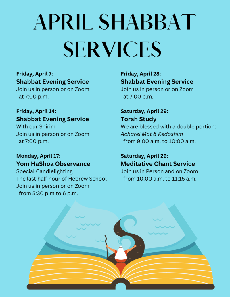 April Shabbat Services at Chaverim